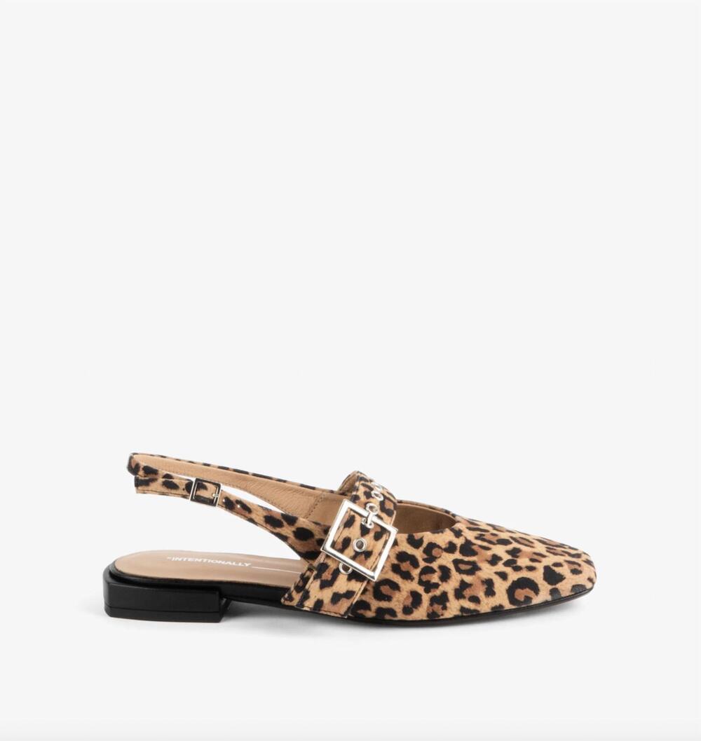NEW INTENTIONALLY BLANK women's pearl ballet flats in leopard